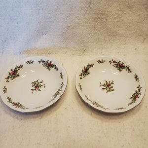 Johann Haviland Vintage Fine China Moss Rose Soup Cereal Bowls